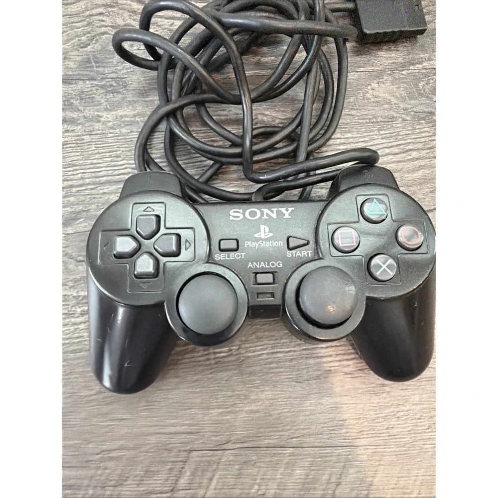 Sony PlayStation PS2 DualShock 2 Black Wired Analog Controller OEM SCPH-10010